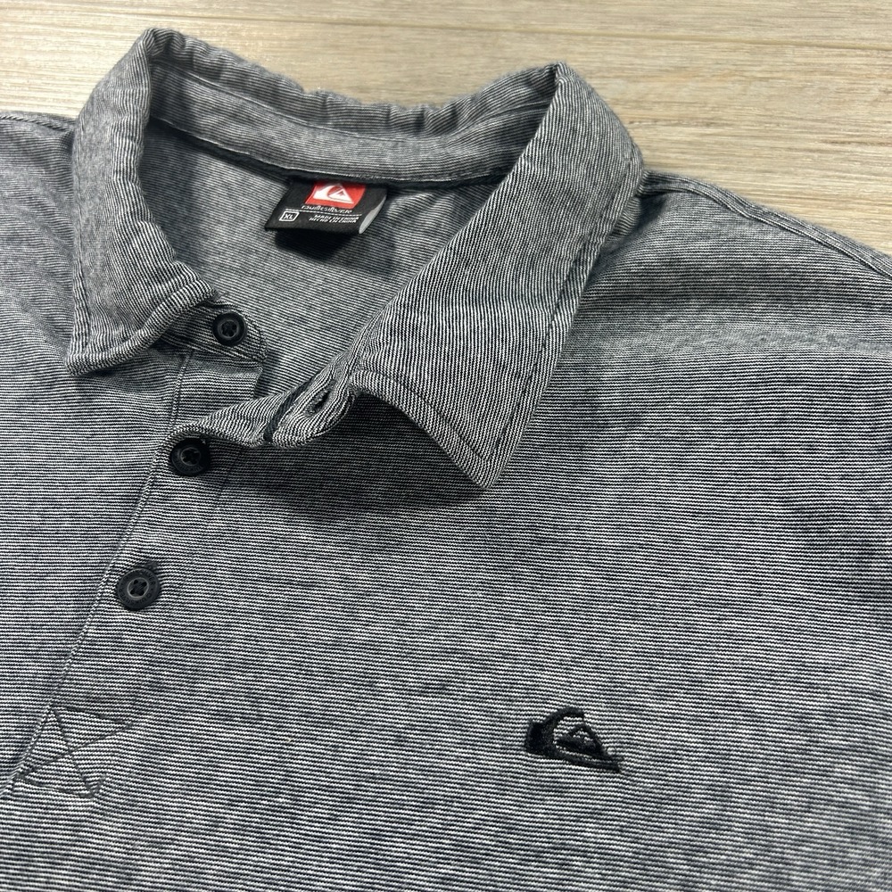 Quiksilver Polo Shirt‎ Mens XL Gray Logo Collared Surf Skate Vacation Beach